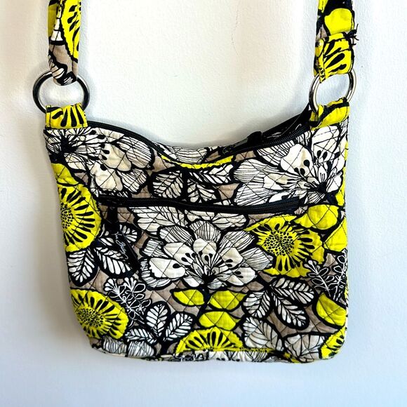 Vera Bradley Hipster Citron Floral Crossbody Purse with Wallet - Picture 2 of 12